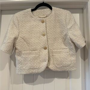 Abercrombie & Fitch Ivory Short Sleeve Blazer